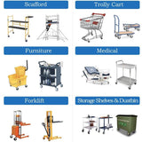 uyoyous 8 Inch Solid Caster Wheels Casters Heavy Duty Anti-Skid Polychloride Swivel Caster Wheels with 360 Degree Ball Bearing Castors Top Plate with Brake 2 Fixed,1760 lbs Capacity uyoyous