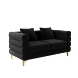 Wrofly Cloud Couch for Living Room, 59" Modern Overstuffed Deep Seat Velvet Loveseat Sofa with 2 Pillows, Comfy Upholstered 2 Seater Love Seat for Bedroom Office, Jet Black Velvet Wrofly