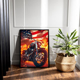 HMDIIMGE 5D Diamond Painting Kits for Adults The American Flag and The Motorcycle Diamond Art Kits DIY Full Round Drill Motorcycle with Diamonds Gem Art Help Relieve Stress 12x16 inch HMDIIMGE