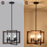 4 Lights Kitchen Chandelier, Farmhouse Dining Room Light Fixutres, Wood Chandelier for Kitchen,Rustic Dinning Room Light Fixtures Over Table with Adjustable Height for Dining Room Kitchen Island GZBEINI