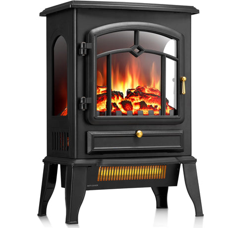 R.W.FLAME Electric Fireplace Stove Heater with Thermostat Control, 15" Cathedral Stylish Small Fireplace Heater, 3D Realistic Flame Effects, Adjustable Heating Mode, Overheating Safe Design R.W.FLAME