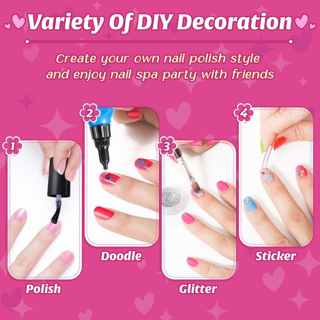 Shemira Nail Art Kit for Girls, Nail Polish Kit for Kids Ages 7-12 Years Old, Ideal Birthday Gift for Girls 7 8 9 10 11 12 Years Old, Nail Polish GIft Set for Teens Shemira