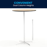 Flash Furniture Lars 30'' Round Wood Cocktail Table with 30'' and 42'' Columns, Adjustable Wood Bar Height Table for Events or Home Use, Natural Flash Furniture