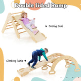 OLAKIDS Climbing Toys for Toddlers, 5 in 1 Kids Wooden Montessori Triangle Set Climber Toy with Ramp Ladder Arch Slide for Playground, Indoor Climb Activity Jungle Gym Play Structure for Boys Girls Olakids