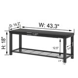 EXCEFUR Entryway Bench, Modern Wood and Metal Storage Bench for Hallway Front Door Entrance, Industrial Indoor Shoe Rack Bench Seat for Bedroom Living Room, 43.3 Inch Black EXCEFUR