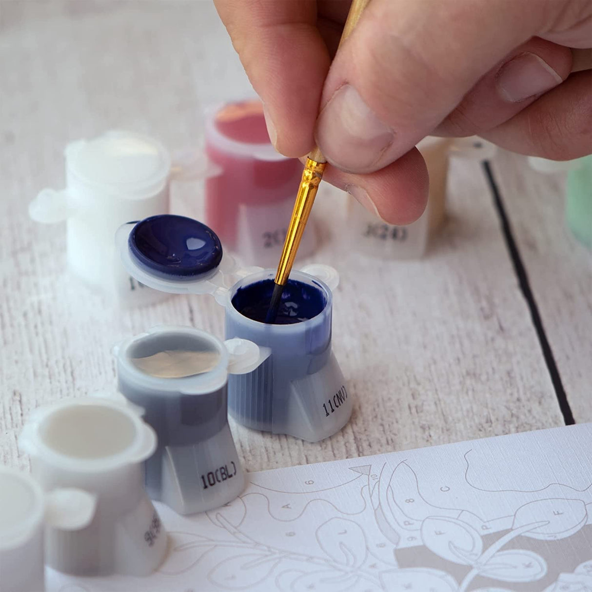 DIMENSIONS PaintWorks Winter Whitetails Acrylic Paint by Number Set for Adults and Kids, Finished Project 14"x 11", Multicolor 11 Piece Dimensions
