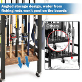 3-Tier Fishing Rod Holder, Garage Fishing Rod Rack, Fishing Rod Organizer for 12 Rods, Space Saving Fishing Pole Storage System for Garage Boat RV Basement, with Wheels Hooks and Storage Bag COLCUT