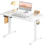 SMUG Standing Desk, Adjustable Height Electric Sit Stand Up Down Computer Table, 40x24 Inch Ergonomic Rising Desks for Work Office Home, Modern Lift Motorized Gaming Desktop Workstation, White SMUG