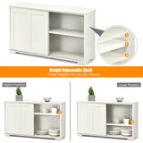 Costzon Sideboard Buffet Cabinet, Wooden Kitchen Storage Cabinet with Adjustable Shelf, Sliding Barn Door, Accent Coffee Bar Cabinet Console Table for Living Room, Dining Room, Hallway (White) Costzon