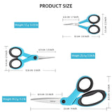 Asdirne Fabric Scissors, Scissors Set with Sharp Stainless Steel Blade and Soft Handles, Including Sewing Scissors, Craft Scissors and Embroidery Scissors, 3PCs, Blue/Black Asdirne