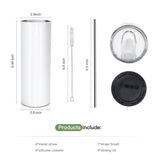 AGH 6 Pack 15OZ Sublimation Tumblers Straight Cups,Double Wall Vacuum Insulated Sublimation Tumblers with Straw,Polymer Coating for Heat Transfer AGH