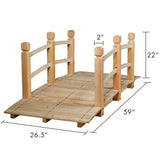 HAPPYGRILL 5-Feet Wooden Bridge Natural Wood Garden Bridge Pond Bridge with Guardrails for Garden Backyard Decoration HAPPYGRILL