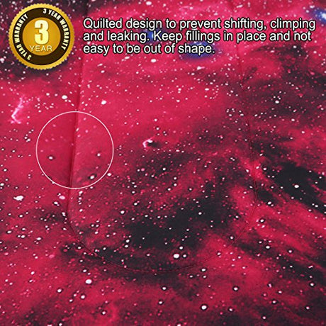 uxcell Full/Queen Size Galaxies Red Comforter Sets - 3D Outer Space Themed Bedding - All-Season Down Quilted Duvet - Reversible Design- Includes 1 Comforter, 2 Pillow Cases uxcell
