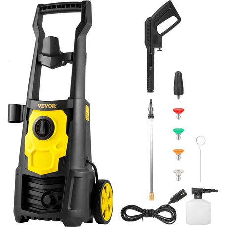 VEVOR Electric Power Washer, 2000 PSI, Max 1.65 GPM Pressure Washer w/ 30 ft Hose & Reel, 5 Quick Connect Nozzles, Foam Cannon, Portable to Clean Patios, Cars, Fences, Driveways, ETL Listed VEVOR