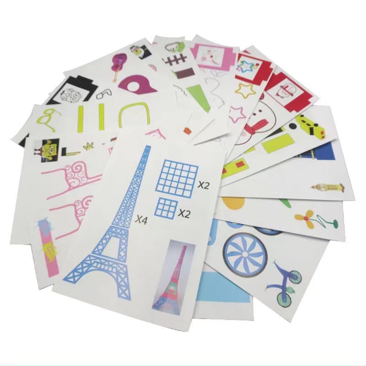 40 Patterns 3D Printer Drawing Molds Paper Stencils for 3D Printing Pen,Painting Graffiti Template Printing Paper for 3D Pen Kids DIY Gift,Animal Vehicle Sword, with a Transparent Board Plate WelyHM