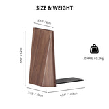 muso wood Book Ends, Handmade Wooden Bookends for Heavy Books, Creative Beveled Bookends for Shelves, Non-Skid Book Ends, Walnut-1Pair muso wood
