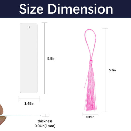 45 Pcs Sublimation Bookmarks，5.9"X1.5" X0.65mm Sublimation Bookmark Blank Aluminum Metal Bookmarks Bulk DIY Bookmarks with Hole and Colorful Tassels for Crafts Reading School Office Supplies LIZOIDZSM