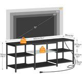 HOOBRO LED TV Stand for 65 Inch TVs with Charging Station, Gaming Entertainment Center with 3-Tier Open Storage, Long Media TV Console Table, TV Stand for Living Room, Bedroom, Black BB20UDDS01 HOOBRO