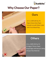 Katbite Unbleached Parchment Paper for Baking, 15 in x 210 ft, 260 Sq.Ft, Heavy Duty Baking Paper with Slide Cutter, Non-stick Brown Parchment Paper Roll for Cooking, Air Fryer, Steaming, Baking Bread katbite