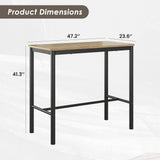 Farini 47 inch Counter Height Bar Table, Rectangular Dining Counter Tables with Metal Legs,Brown Farini