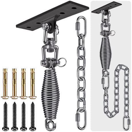 Dolibest Hammock Chair Hanging Kit, Heavy Duty Swing Hanger and 3.28ft Chain with Spring (6MM), Wall Ceiling Hooks for Yoga Indoor Playground Hanging Chair Hammock Chair4 Screws, 4 Expansion Screws Dolibest