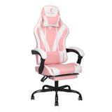 ErgoDesign Gaming Chair with Linkage Armrest & Footrest, High Back Video Gaming Chair, Pink/White ErgoDesign
