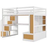 Harper & Bright Designs Natural Full Loft Bed with Desk, Stairs, and Storage Solutions for Kids and Teens Harper & Bright Designs