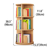 360 Display Rotating Bookshelf Tower,Rotating Bookshelf for Kids&Adults,3 Tier Rotating Stackable Shelves for Small Space,Solid Wood Narrow Bookcase Organizer for Kids Room,Bedroom,Living Room Feuusec