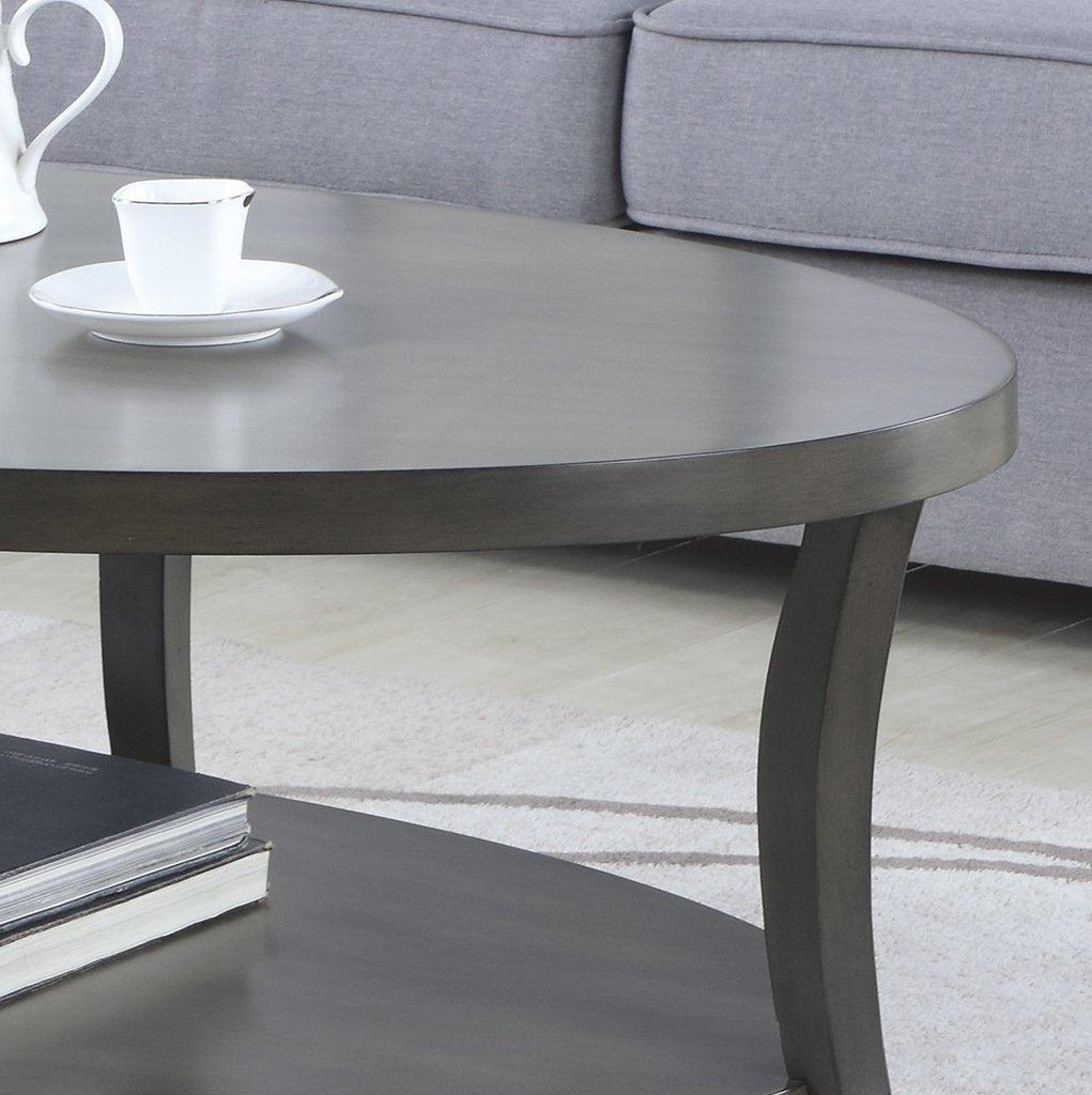Roundhill Furniture Perth Contemporary Oval Shelf Coffee Table, Gray Roundhill Furniture