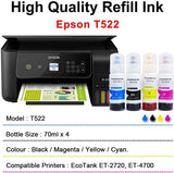 Printers Jack Compatiable Epson T522 Refill Ink Bottle Kit for Epson Supertank ET-2800 ET-4700 ET-4800 ET-2710 ET-2720, ET-2803 Printer, 4 Packs Printers Jack