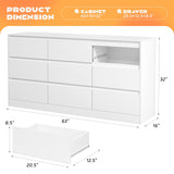 INTERGREAT White Dresser for Bedroom,Modern 9 Drawer Dresser for Closet,Wood Dressers with Deep Drawers for Kids Bedroom,Chest of Drawers for Bedroom,Living Room,Hallway,Entryway，Nursery INTERGREAT
