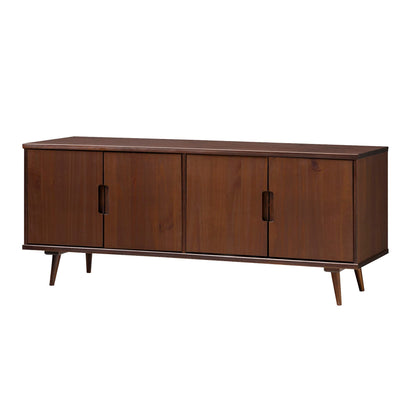 Walker Edison Genia Mid-Century Modern Solid Wood Stand for TVs up to 65 Inches, Walnut - WoodArtSupply