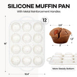 Silicone Muffin Pan with Metal Reinforced Frame - Muffin Pan for Homemade Muffins, Cupcakes, Muffin Cakes, and Bread, Oven and Dishwasher Safe - 12 Cup 1 Pack Fimary