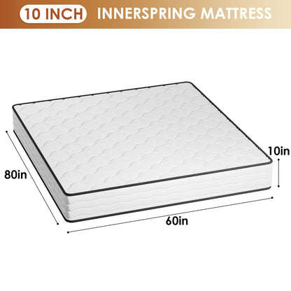 PayLessHere 10 Inch Innerspring King Mattress Medium Firm Hybrid Mattress with Removable Cover CertiPUR-US Certified Bed-in-a-Box Pressure Relief Foam Mattress,White