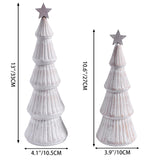 Wooden Christmas Tree Figurines with Removable Star, 2Pcs Distressed White Wood Christmas Trees, Rustic Xmas Centerpieces for Tables, Farmhouse Christmas Decor Indoor (White) Ovootok