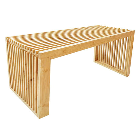 Versatile Wooden Slatted Bench - Sleek Modern Design for Dining, Entryway, Bedroom - Indoor Use with Storage Capability for Home, Kitchen, Bathroom & Beyond (Natural) Berkvee