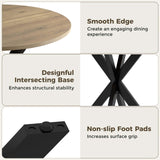 Unovivy 31.5" Small Round Dining Table for 2-4 People, Modern Narrow Circle Desk with X-Shaped Metal Legs and Wooden Tabletop, Suitable for Restaurant, Kitchen, Rustic Brown Unovivy