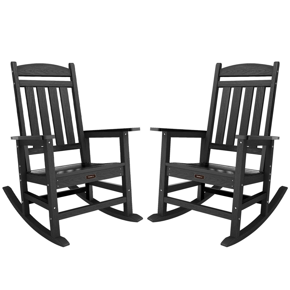 TenKa HDPE Patio Oversized Rocking Chair Set of 2, Outdoor Rocking Chair for Adults, All Weather Resistant Porch Rocker for Lawn Garden TenKa