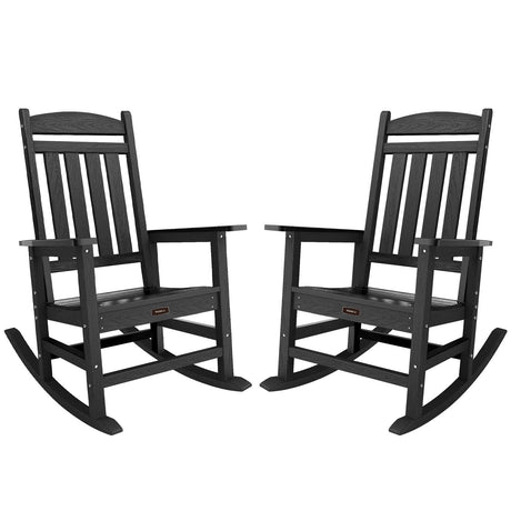 TenKa HDPE Patio Oversized Rocking Chair Set of 2, Outdoor Rocking Chair for Adults, All Weather Resistant Porch Rocker for Lawn Garden TenKa