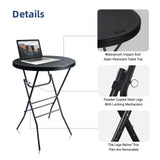 Byliable Cocktail Table 28in Folding Round High Top Indoor Outdoor with Removable Legs, Tall Bistro Foldable Bar Height Table for Parties, Patio, Backyard, Dining Room, Events, Black- 2PCS Byliable