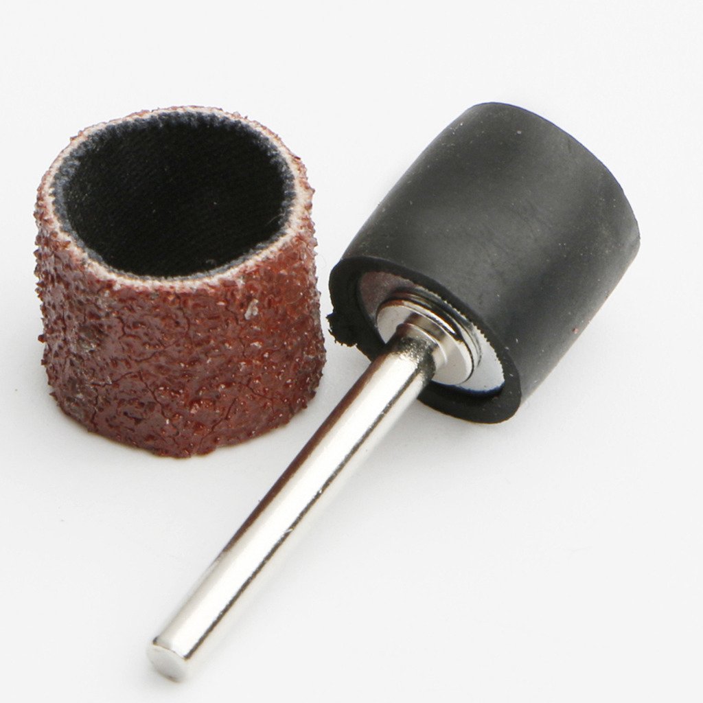 50pcs Sanding Drum Bands 40 Grit with 5pcs Sanding Mandrel Kit Rotary Nail Drill Tool 1/2 Inch Newzoll