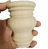 Wooden Furniture Legs, Solid Wood Unpainted Replacement Furniture Legs, Kitchen Dining Table Legs/Desk/Sofa/Bookcase Bun Feet, DIY Wooden Round legs with Mounting Plate & Screws Set of 4 (4 Inch) Btibpse