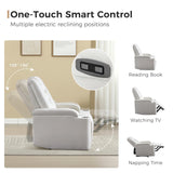 ANJ White Power Recliner Chair Set of 2, Electric Home Theater Seating Soft Leather Reclining Chairs for Movie Room Overstuffed Recliners with Hidden Arm Storage, Cup Holders and USB Ports ANJ