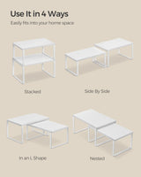 SONGMICS Cabinet Organizer Shelf, Set of 2 Kitchen Counter Shelves, Kitchen Storage, Spice Rack, Stackable, Expandable, Metal and Engineered Wood, Cloud White and Snow White UKCS02W01 SONGMICS