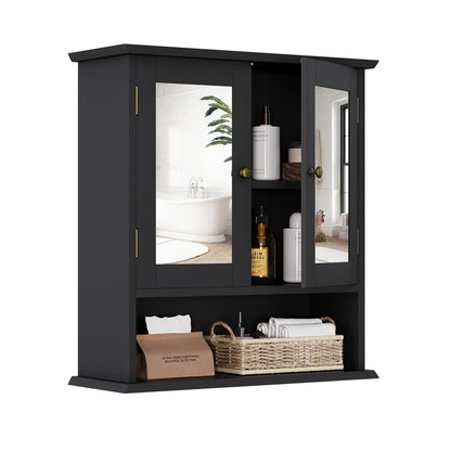 Smuxee Bathroom Wall Cabinet with Mirrors, Black Bathroom Medicine Cabinet with Adjustable Shelves, Over Toilet Cabinet for Bathroom Laundry Room Kitchen - WoodArtSupply