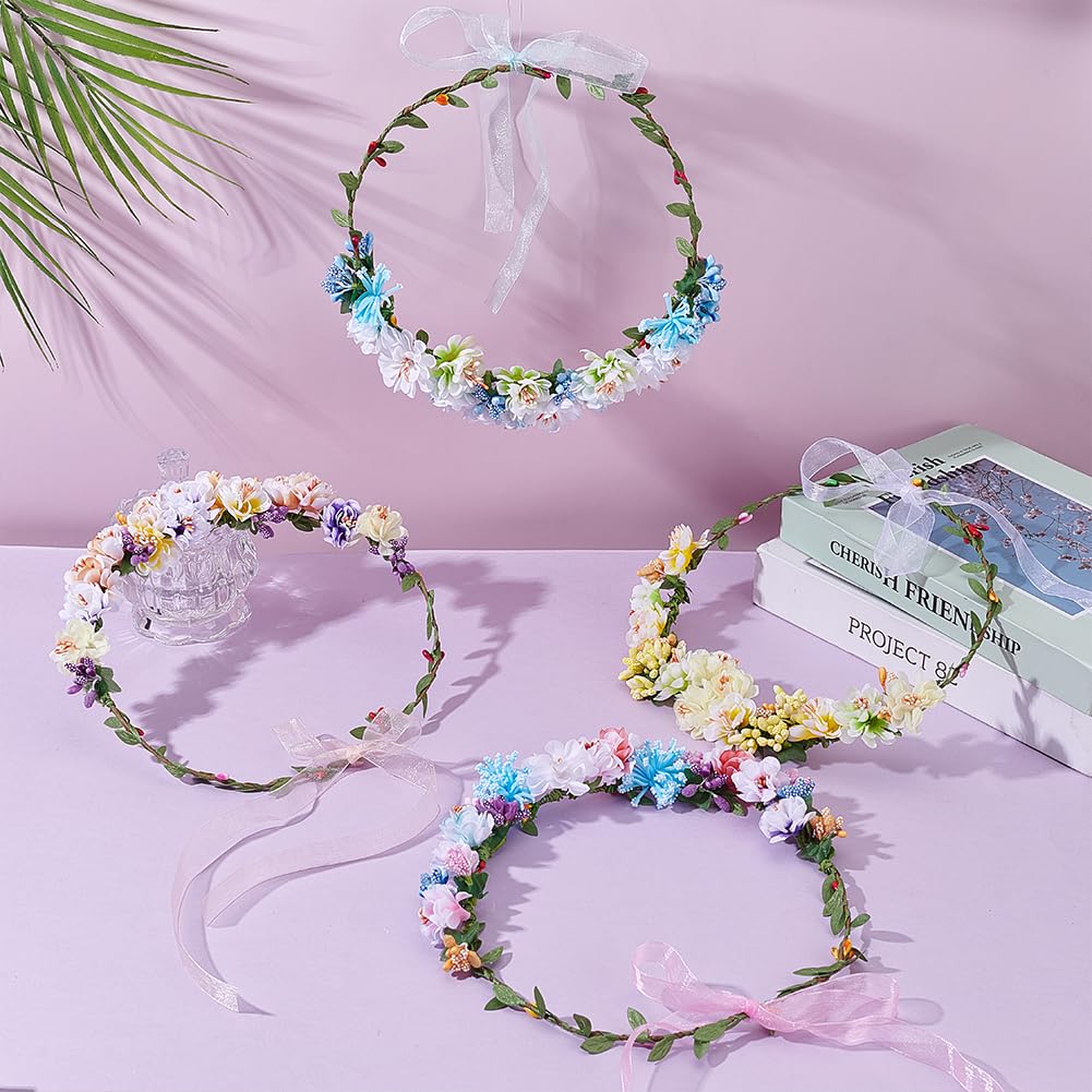 ACRNIGHEET Make Your Own Flower Crown Crafting Kit, Plum Blossom Series Flower Crown Kit, Can Make 16 Sets Wreath Headband and Bracelet Craft Kit, DIY Floral Crown Creative Gifts for Princess ACRNIGHEET
