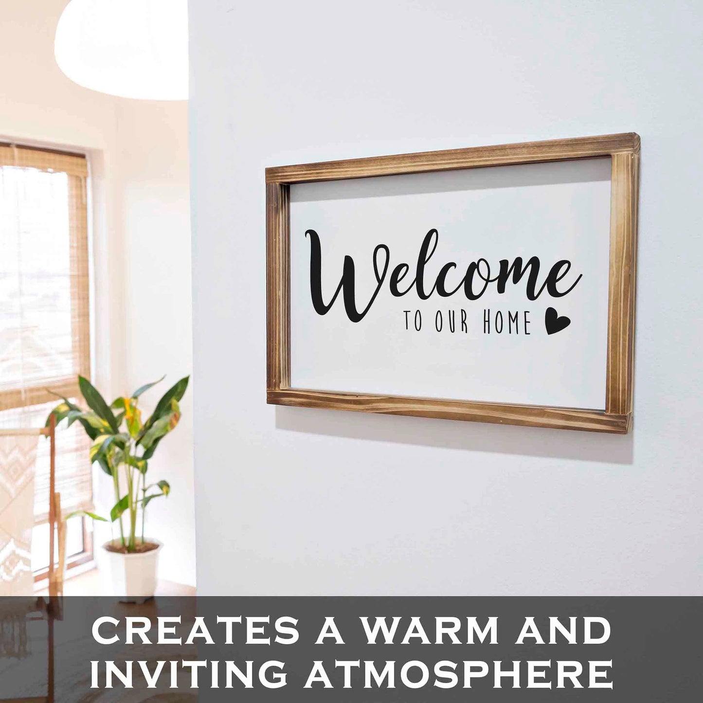 Welcome to Our Home Sign 11x16 Inch, Rustic Farmhouse Decor for the Home Sign, Wall Decorations, Modern Farmhouse Wall Decor, Rustic Wall Hanging Welcome Sign with Solid Wood Frame - WoodArtSupply