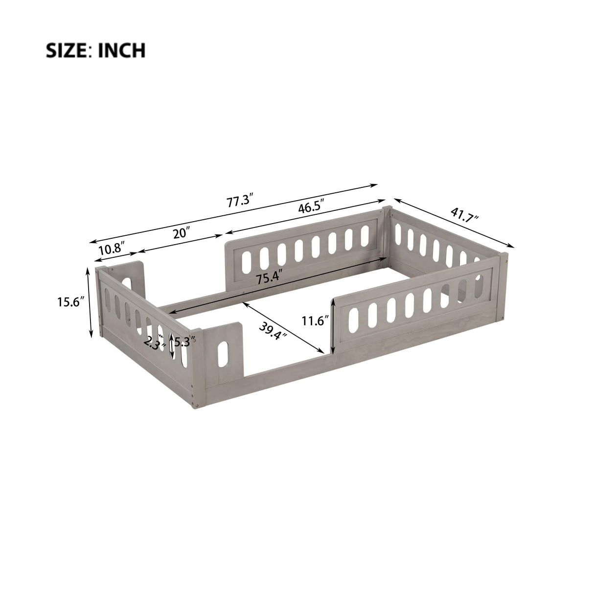 Harper & Bright Designs Wood Twin Size Platform Bed with Guardrail, Natural(Expected Arrival Time: 10.28) Harper & Bright Designs