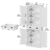 IRONCK Kitchen Pantry Storage Cabinet 72.6" H x 24" W, with Barn Doors, Drawer, 4 Adjustable Shelves, Freestanding Cupboard for Dining Room Living Room, Laundry, White IRONCK