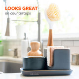 Full Circle Be Good Bamboo Handle Dish Brush – Sustainable Kitchen Cleaning with Tough Bristles - Natural Dish Scrubber & Cast Iron Cleaner - Long Handle Brush for Dishes, Pots, and Pans, White Full Circle